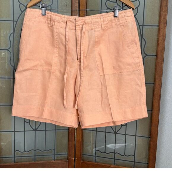 Liz Claiborne Liz Wear 100% Linen Drawstring Coral Shorts Size 14 - Picture 1 of 9